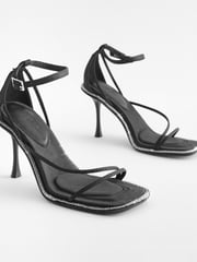 Black Forever Comfort® Jewelled Satin Sandals - Image 3 of 7