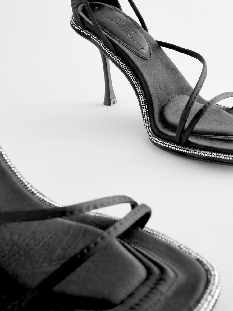 Black Forever Comfort® Jewelled Satin Sandals - Image 7 of 7