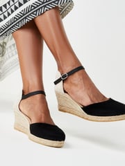 Black Forever Comfort® Leather Closed Toe Low Wedges - Image 1 of 6
