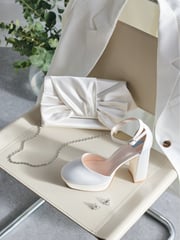 Ivory Forever Comfort® Wedding Satin Platform Bridal Sandals - Image 5 of 10