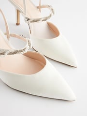 Ivory White Forever Comfort® Wedding Satin Embellished Heel Bridal Shoes - Image 9 of 9