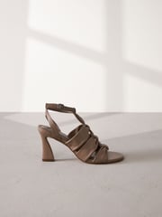 Taupe Signature Leather Bow Sandals - Image 2 of 6