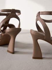 Taupe Signature Leather Bow Sandals - Image 3 of 6