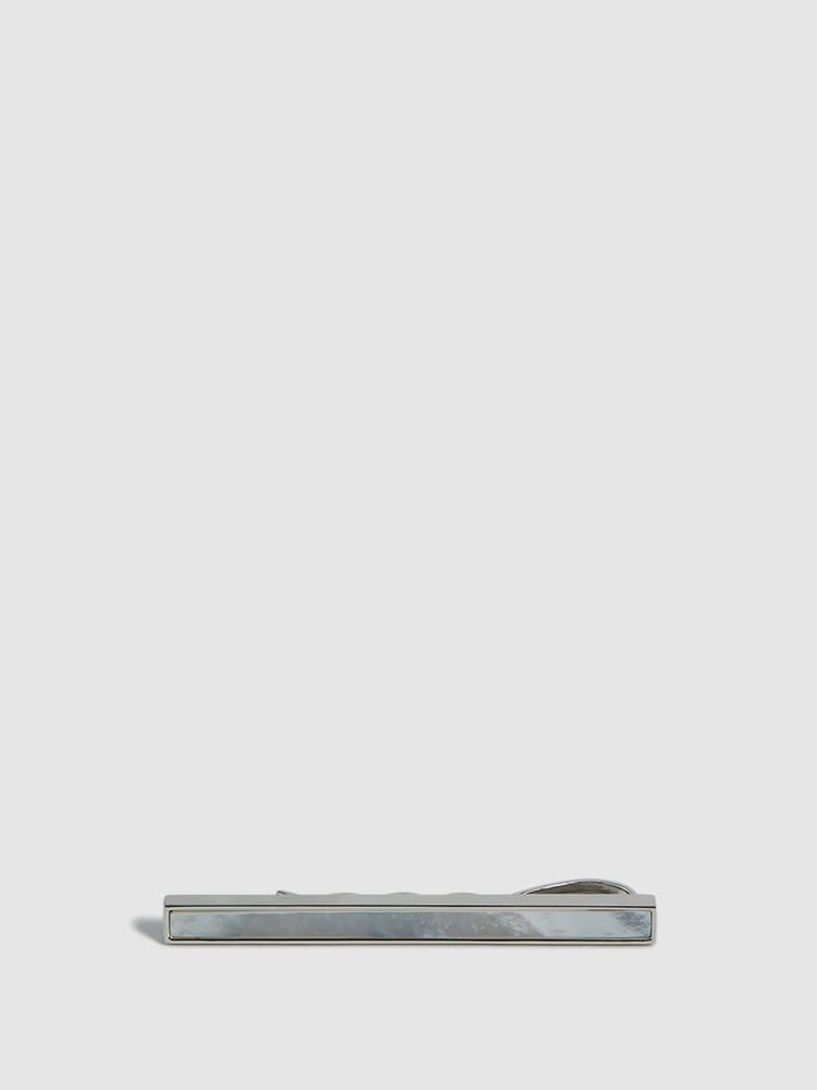 Reiss Silver Ardley Stone Insert Tie Bar - Image 1 of 4