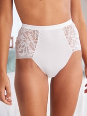 Black/White Tummy Control High Rise Microfibre & Lace Knickers 2 Pack - Image 1 of 7