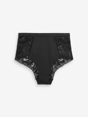 Black/White Tummy Control High Rise Microfibre & Lace Knickers 2 Pack - Image 6 of 7