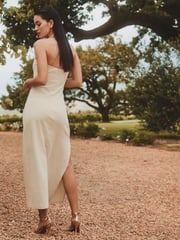 Neutral Textured Bandeau Midi Dress - Image 2 of 6