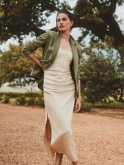 Neutral Textured Bandeau Midi Dress - Image 3 of 6