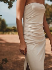 Neutral Textured Bandeau Midi Dress - Image 4 of 6