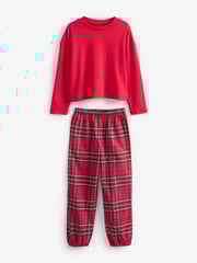Red/Ecru Woven Check Pyjamas 2 Packs (3-16yrs) - Image 2 of 8