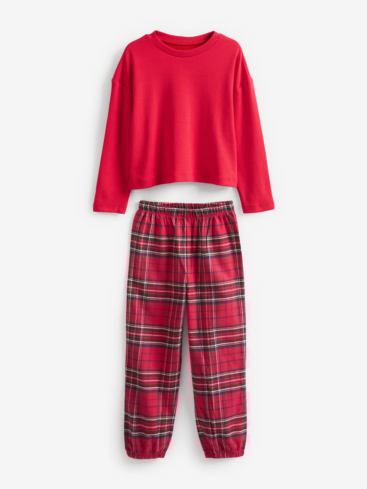 Red/Ecru Woven Check Pyjamas 2 Packs (3-16yrs) - Image 2 of 8