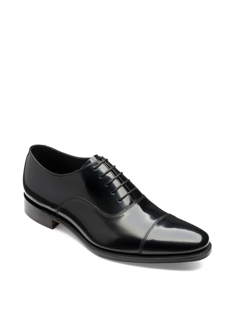 Loake Smith Black Polished Oxford Toe Cap Shoes - Image 2 of 3 Loake Smith Black Polished Oxford Toe Cap Shoes - Image 2 of 3