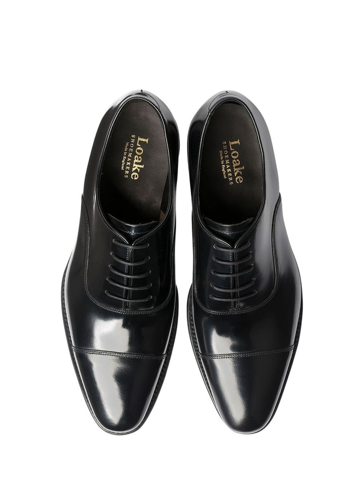 Loake Smith Black Polished Oxford Toe Cap Shoes - Image 3 of 3