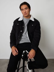 Threadbare Black Borg Collar Cord Jacket - Image 3 of 5