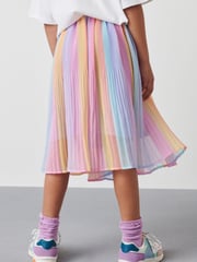Rainbow Stripe Pleated Midi Skirt (3-16yrs) - Image 2 of 4