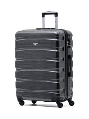 Flight Knight Grey/Black Gloss Medium Hardcase Lightweight Check In Suitcase With 4 Wheels - Image 1 of 7