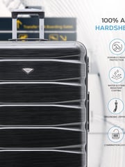 Flight Knight Grey/Black Gloss Medium Hardcase Lightweight Check In Suitcase With 4 Wheels - Image 2 of 7