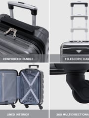 Flight Knight Grey/Black Gloss Medium Hardcase Lightweight Check In Suitcase With 4 Wheels - Image 5 of 7