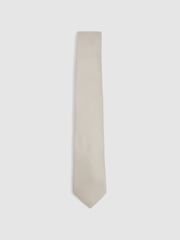 Reiss Soft Champagne Ceremony Textured Silk Blend Tie - Image 1 of 5