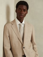 Reiss Soft Champagne Ceremony Textured Silk Blend Tie - Image 2 of 5