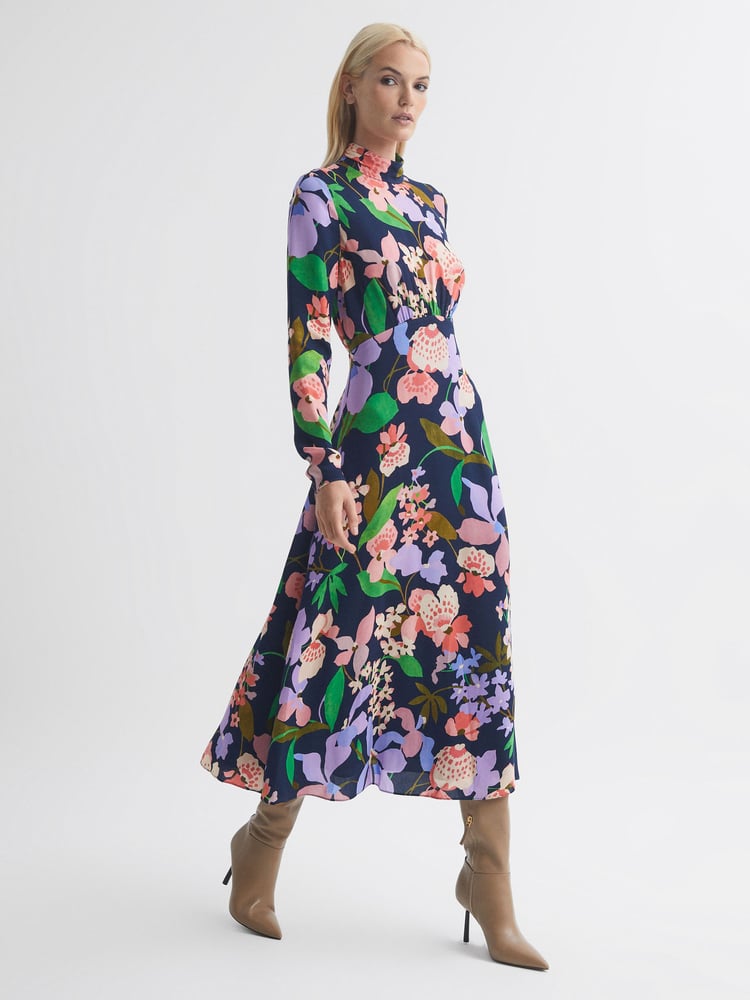 Florere Floral Long Sleeve Midi Dress - Image 1 of 6