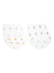 aden + anais White Cotton Muslin Burpy Bibs 2 Pack - Image 1 of 6