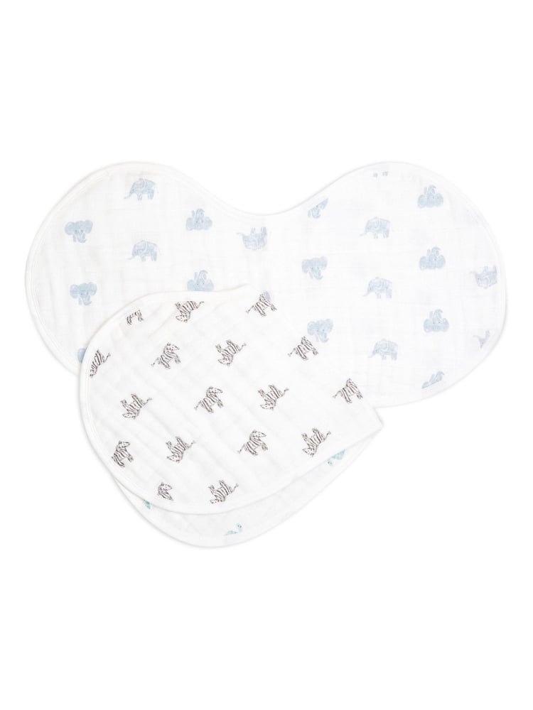 aden + anais White Cotton Muslin Burpy Bibs 2 Pack - Image 2 of 6