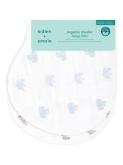 aden + anais White Cotton Muslin Burpy Bibs 2 Pack - Image 3 of 6