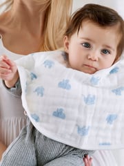 aden + anais White Cotton Muslin Burpy Bibs 2 Pack - Image 4 of 6