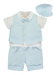 Emile Et Rose Blue Three-Piece Linen Shorts And Hat Set - Image 2 of 3