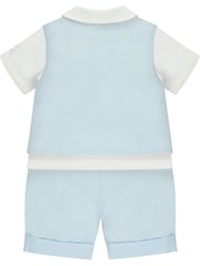 Emile Et Rose Blue Three-Piece Linen Shorts And Hat Set - Image 3 of 3