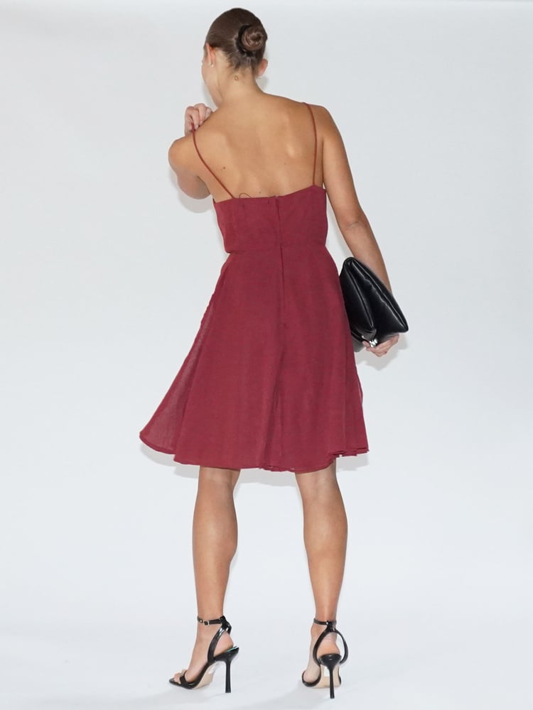 Religion Red Jewell Midi Maxi Dress with Spaghetti Straps and Full Skirt - Image 7 of 7