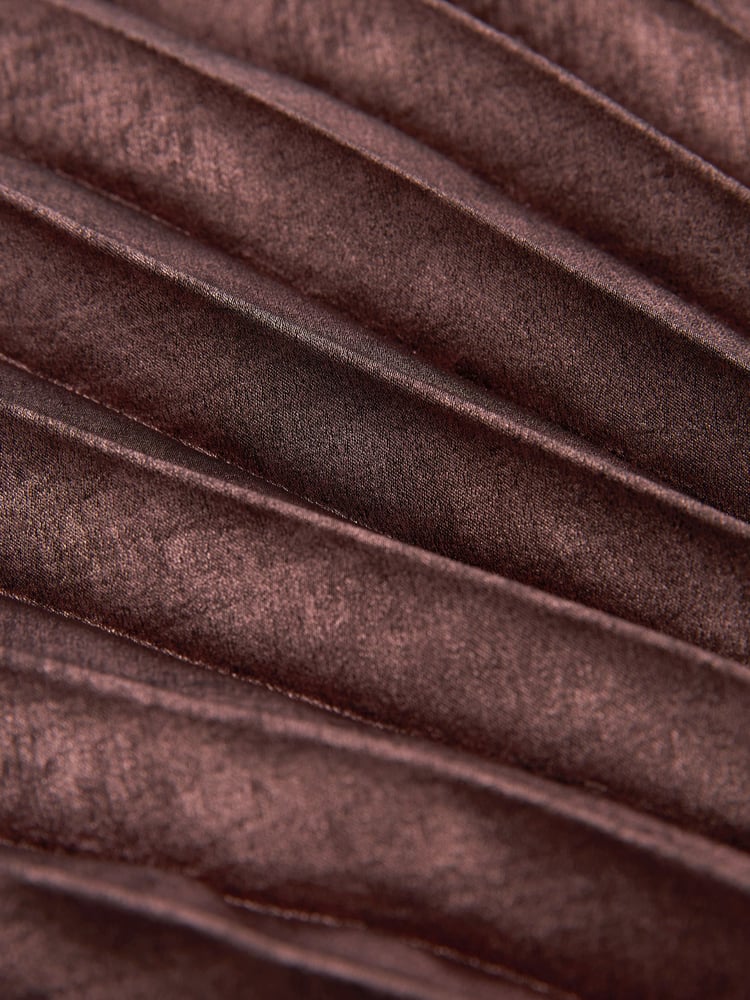 Pink One Shoulder Metallic Pleated Midi Dress - Image 5 of 5