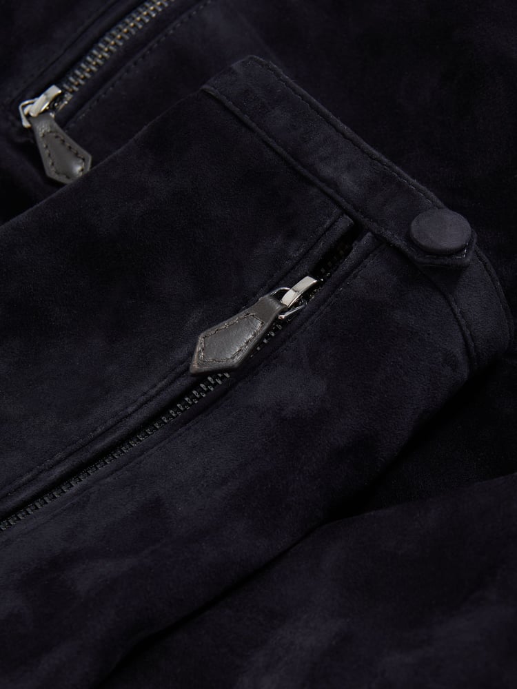 Reiss Navy Perry Atelier Metis Suede Zip-Through Jacket - Image 8 of 8