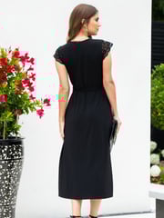 Pour Moi Black Julie Slinky Jersey Lace Trim Midi Dress - Image 2 of 5