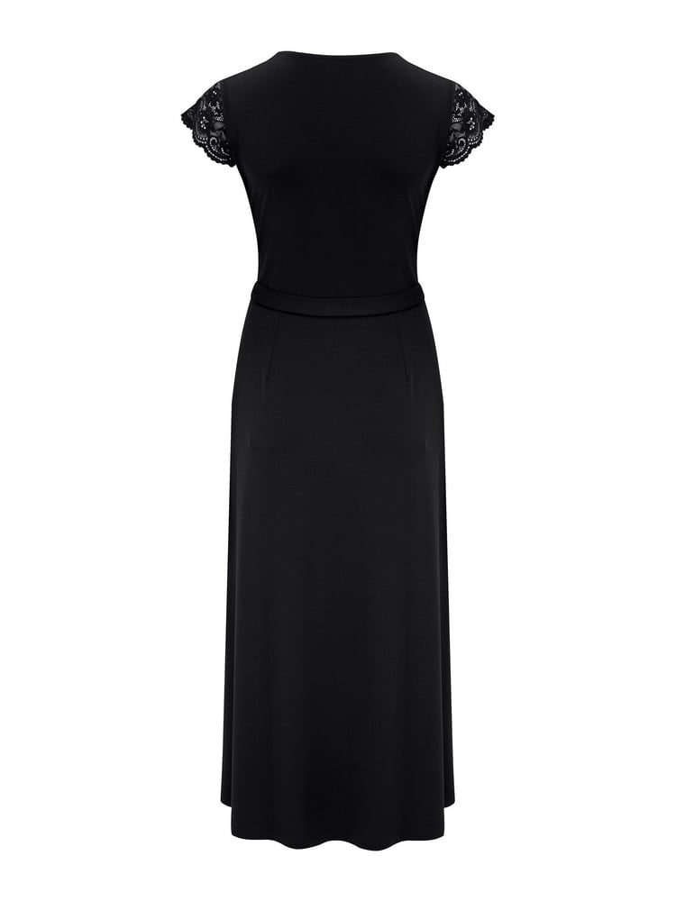 Pour Moi Black Julie Slinky Jersey Lace Trim Midi Dress - Image 5 of 5