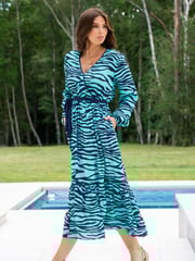 Pour Moi Blue Amara Wrap Front Dress - Image 1 of 5