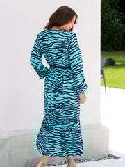 Pour Moi Blue Amara Wrap Front Dress - Image 2 of 5