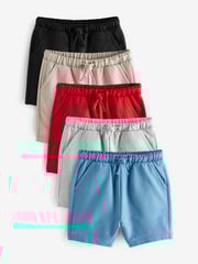 Grey/Navy Blue/Red Jersey Shorts 5 Pack (3mths-7yrs) - Image 1 of 4