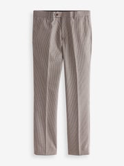 Taupe Brown Slim Fit Wool Blend Check Suit: Trousers - Image 3 of 7
