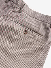 Taupe Brown Slim Fit Wool Blend Check Suit: Trousers - Image 7 of 7