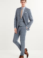 Mid Blue Check Suit Waistcoat - Image 4 of 8