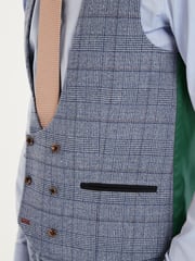 Mid Blue Check Suit Waistcoat - Image 5 of 8