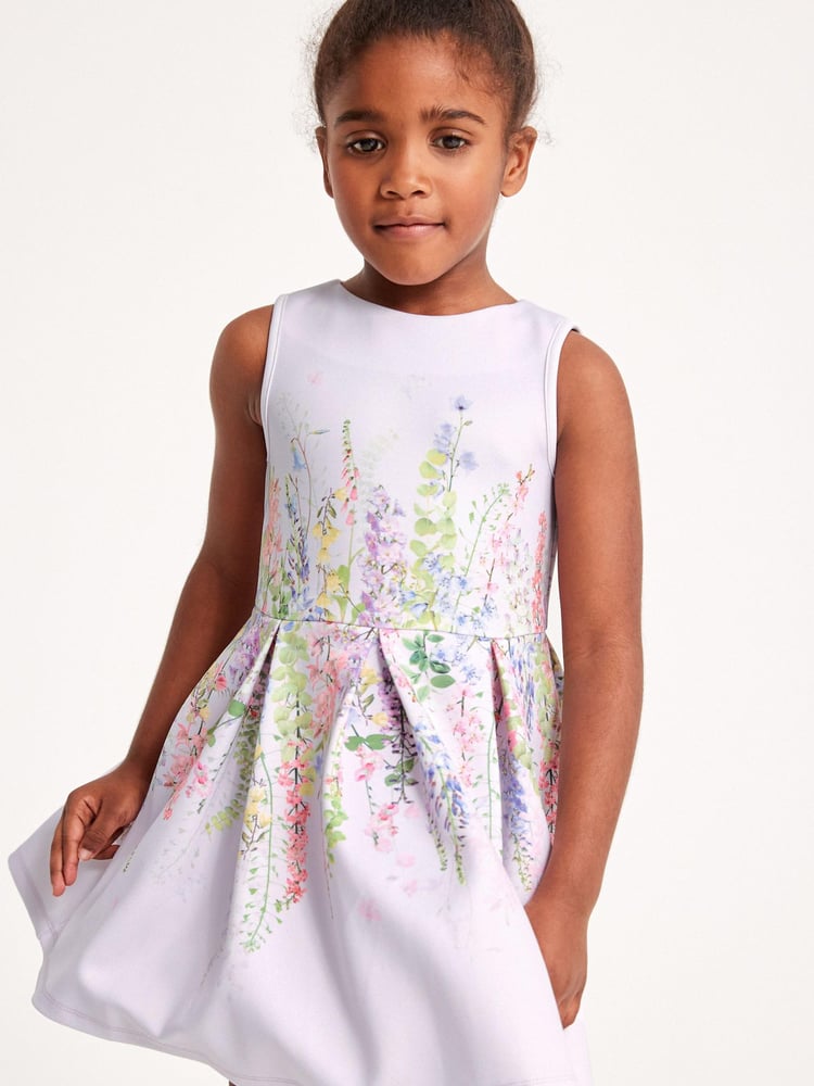 Lilac Purple Floral Scuba (3-16yrs) - Image 1 of 5