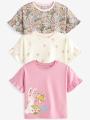 Mid Pink Bunny T-Shirts 3 Pack (3mths-7yrs) - Image 1 of 2