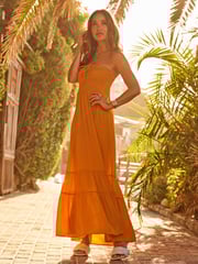 Myleene Klass Yellow Satin Bandeau Dress - Image 2 of 9
