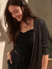 Brown Sparkle Belted Cardigan - Image 3 of 5