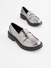 Silver Metallic Chunky Loafers - Image 1 of 5