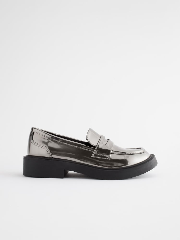 Silver Metallic Chunky Loafers - Image 2 of 5 Silver Metallic Chunky Loafers - Image 2 of 5