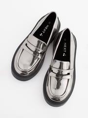 Silver Metallic Chunky Loafers - Image 3 of 5